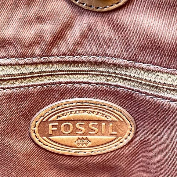 FOSSIL Ava Shopper Blue Shoulder Zipper Tote - Picture 9 of 14